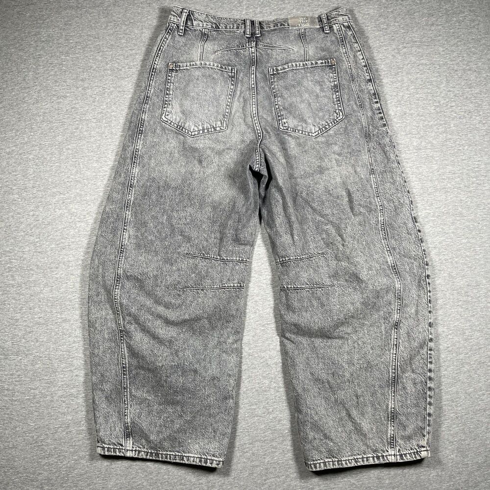 Free People We The Free Jeans Womens 30 Gray Wide-Leg Relaxed Acid Wash Barrell - Picture 6 of 12